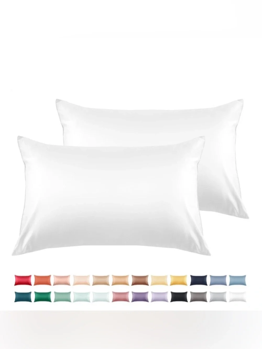 Standard Size Pillowcases 100% Long Staple Cotton 600 Thread Count - WHITE
